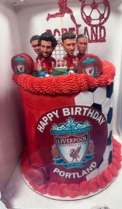 Liverpool Premier League Champions Cake Topper Set - Salah, VVD & EPL Trophy